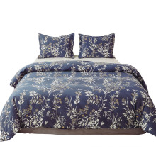 Microfibersize duvet cover set  king 3 pieces  navy blue bedding set floral